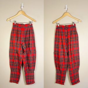 Norma Kamali | Vintage 1980’s Red Plaid Flannel Trouser Pants